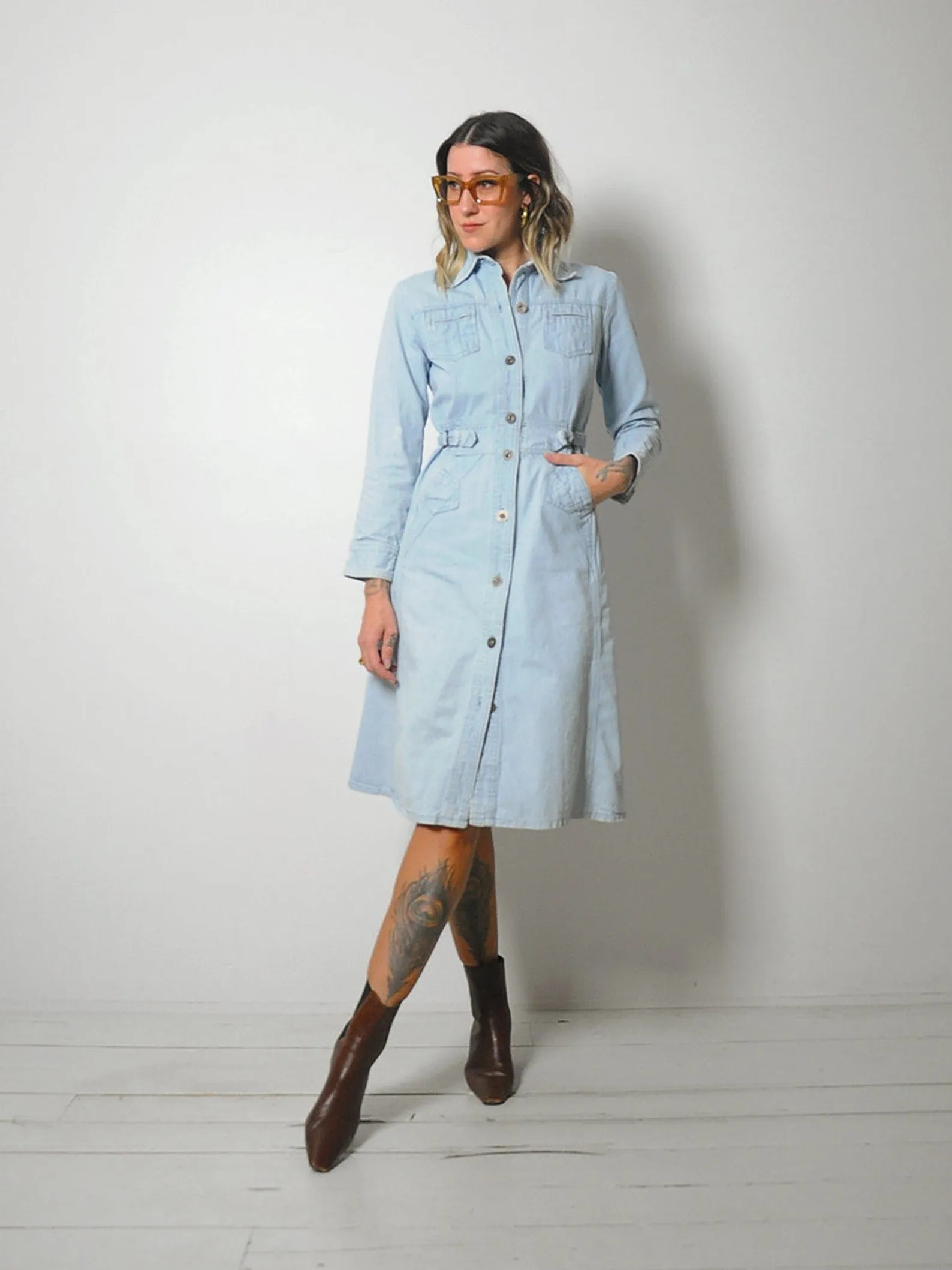 1970's Light Denim Shirt Dress