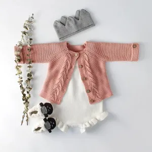 2 Colors Baby Boy Girl Long Sleeve Knitted Cardigan