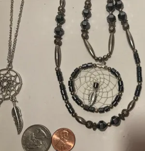 2 Vintage Metal Dream Catcher Necklaces, Very Nice, Dress, Attire, Fashion, Clothing, Quality, Free Shipping in the U.S.