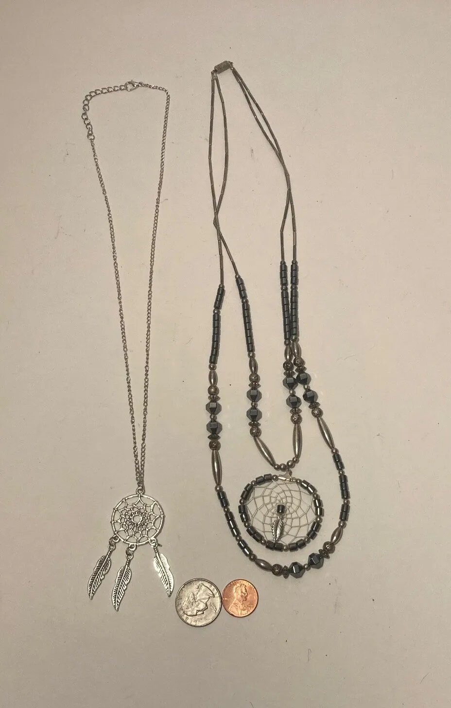 2 Vintage Metal Dream Catcher Necklaces, Very Nice, Dress, Attire, Fashion, Clothing, Quality, Free Shipping in the U.S.