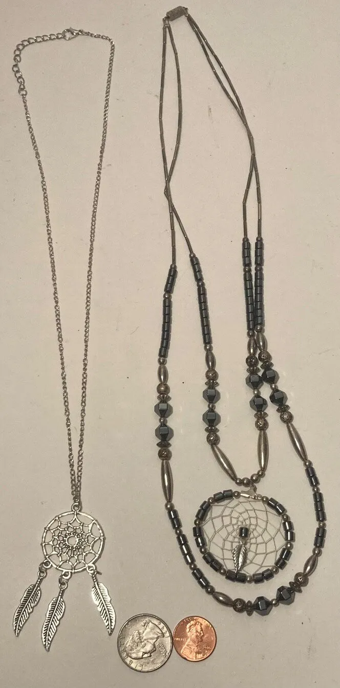 2 Vintage Metal Dream Catcher Necklaces, Very Nice, Dress, Attire, Fashion, Clothing, Quality, Free Shipping in the U.S.