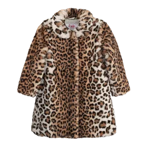 [5y] IL GUFO Girls Faux Leopard Coat