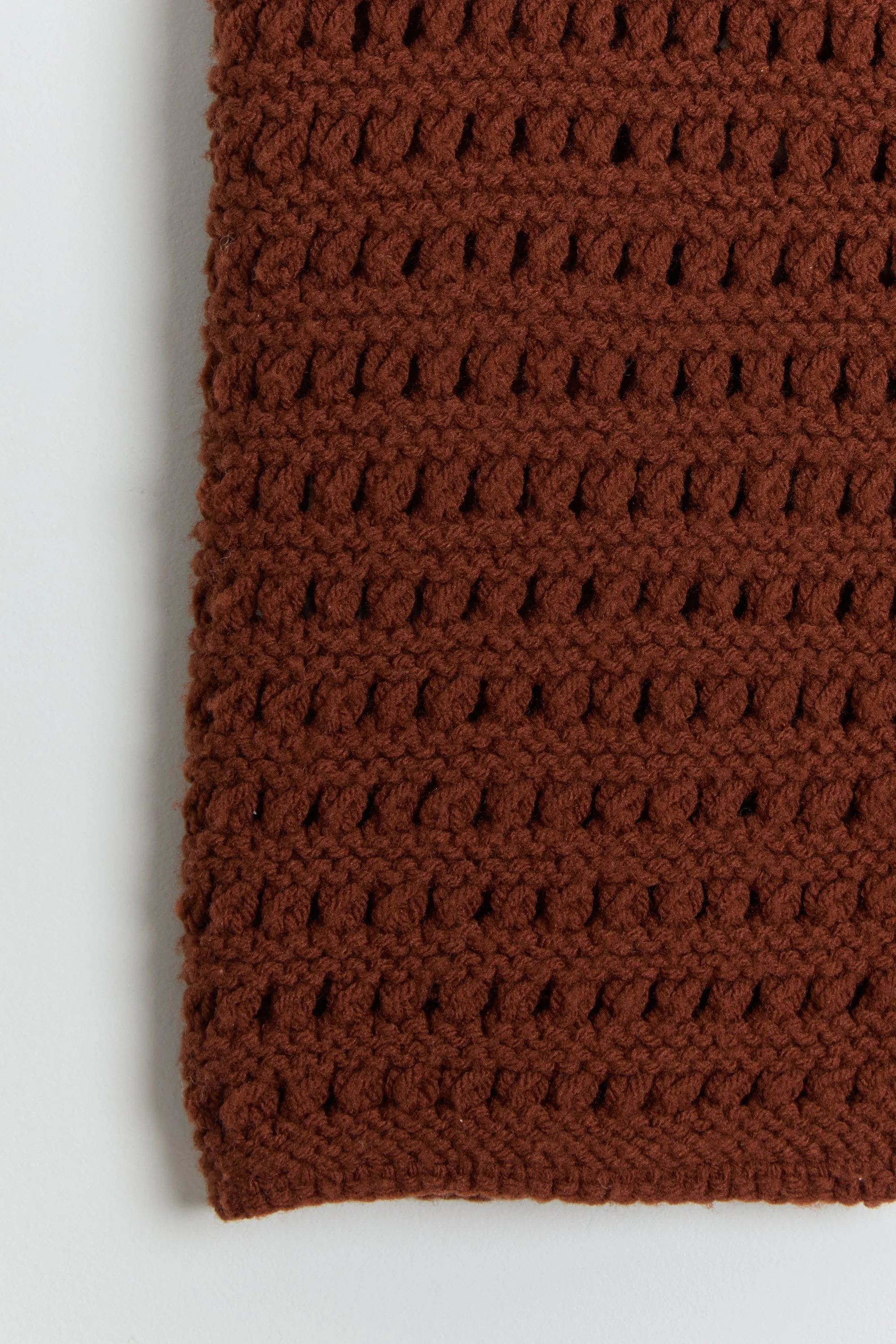 70s Brown Open Knit Sweater Vest S