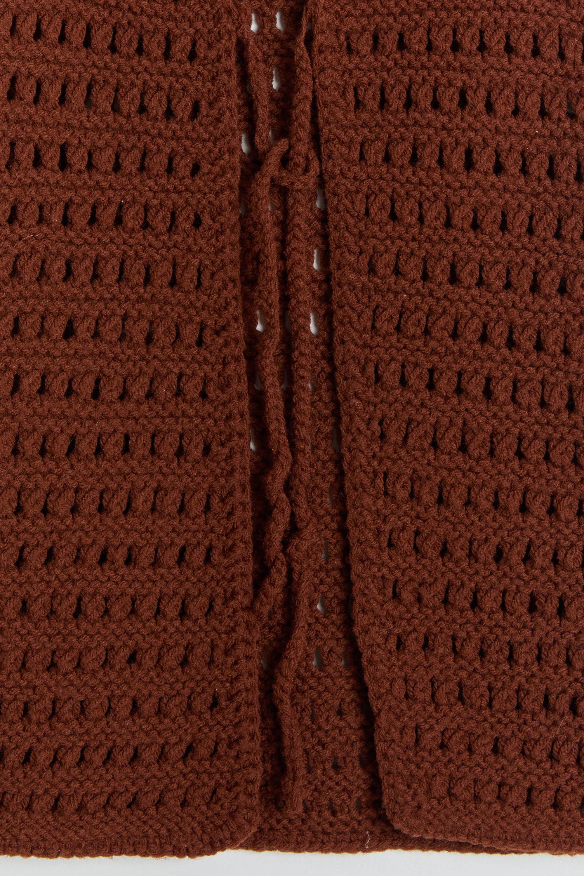 70s Brown Open Knit Sweater Vest S