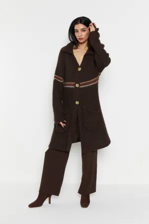 70s Chocolate Stripe Cardigan XS
