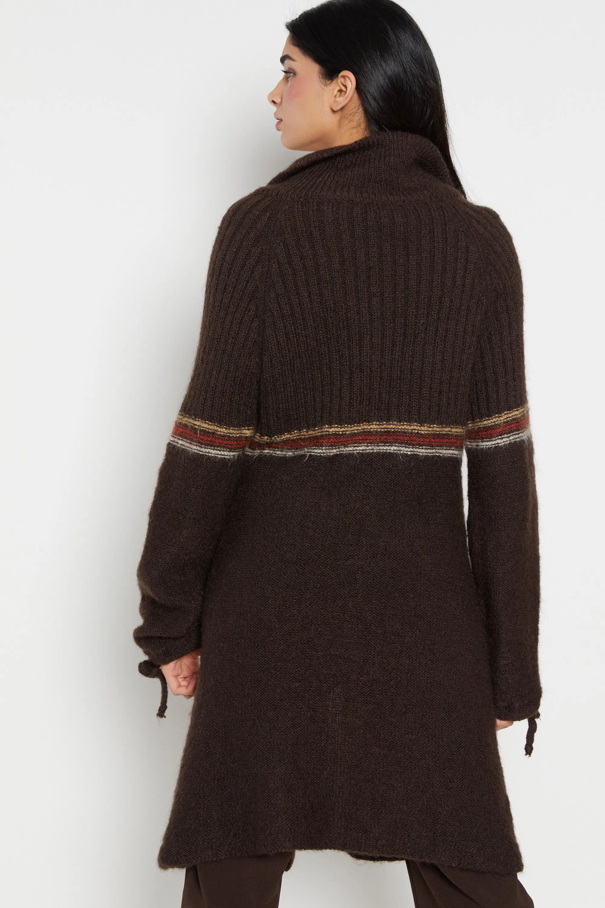 70s Chocolate Stripe Cardigan XS