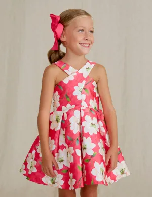 Abel & Lula Mikado Print Dress in Fuchsia