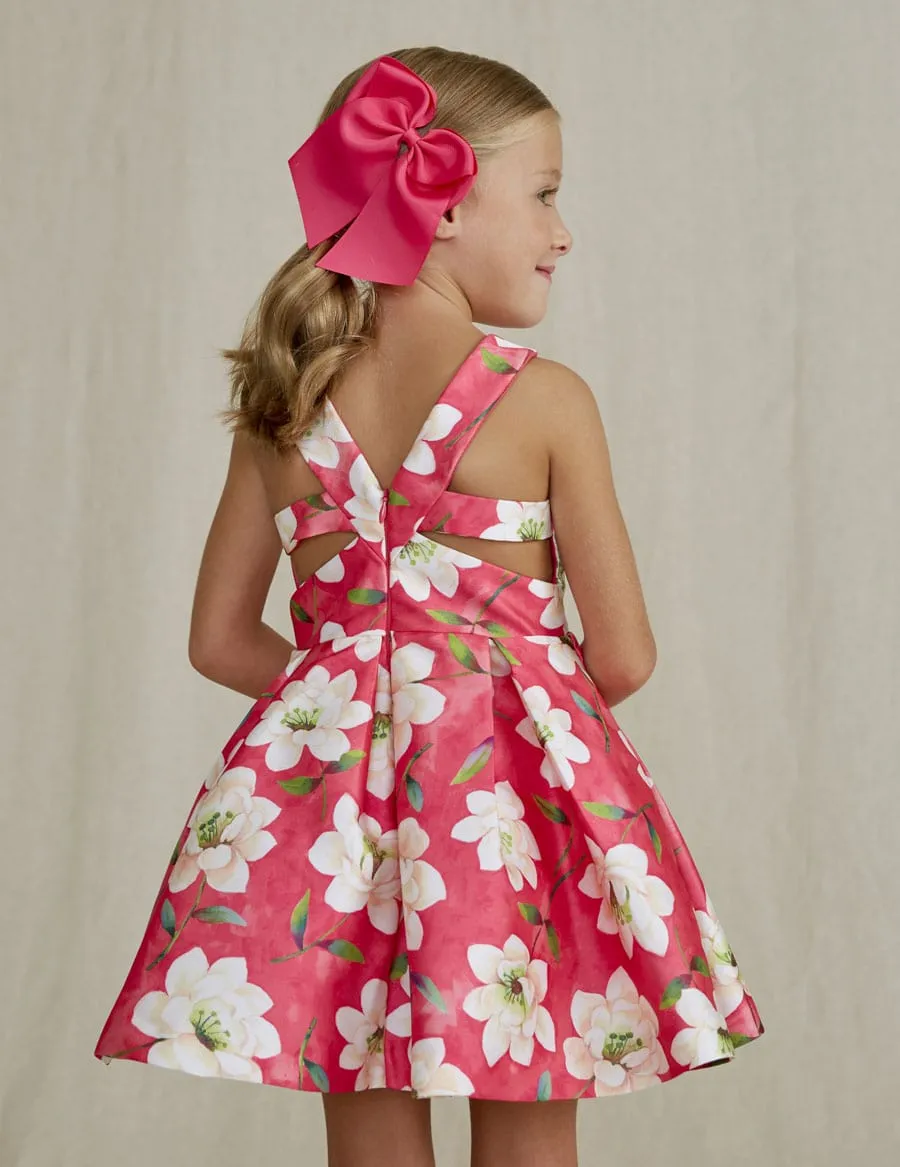Abel & Lula Mikado Print Dress in Fuchsia