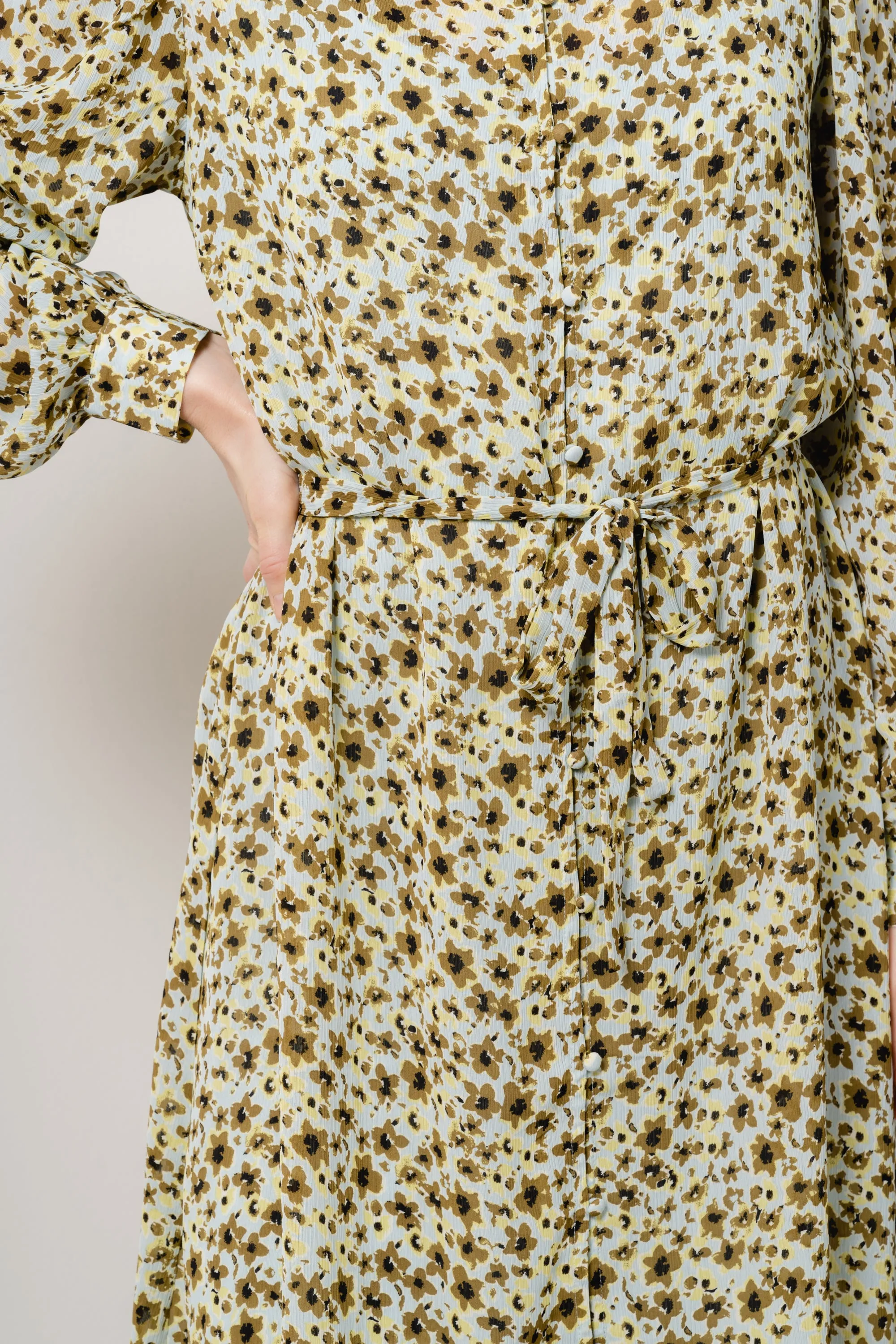 Adalia Rikkelie Shirt Dress - Green Flowers