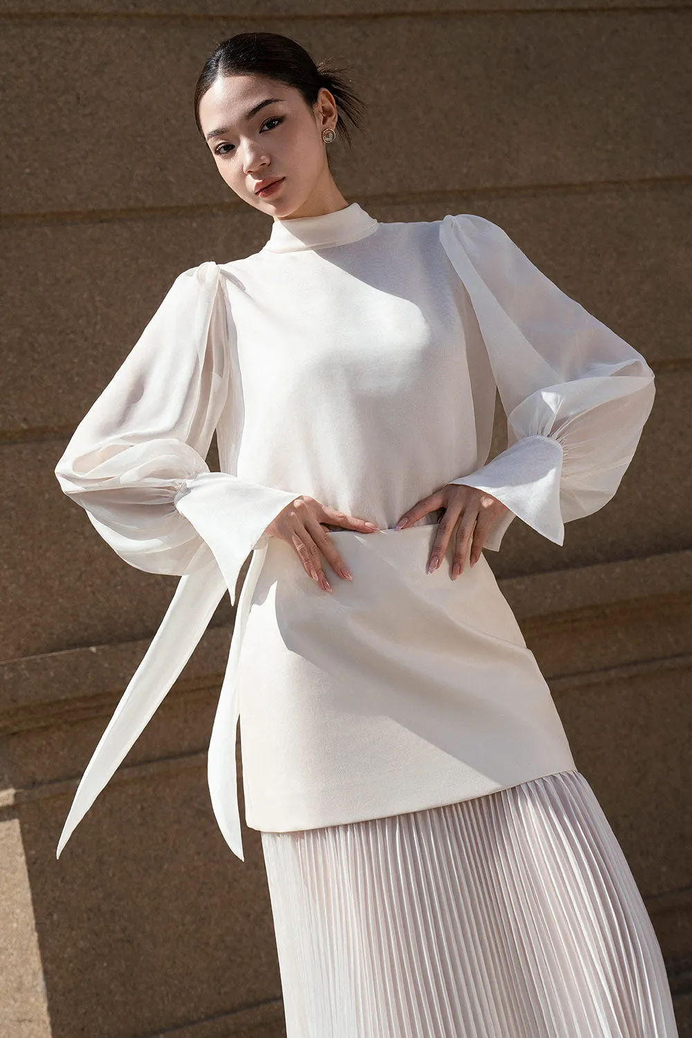 Adelaide A-line Pleated Leather Maxi Skirt