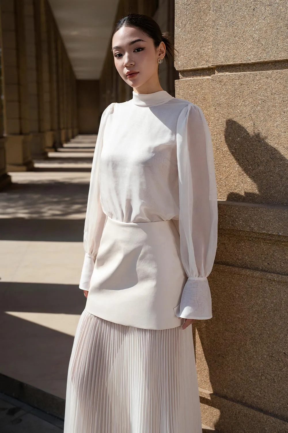 Adelaide A-line Pleated Leather Maxi Skirt