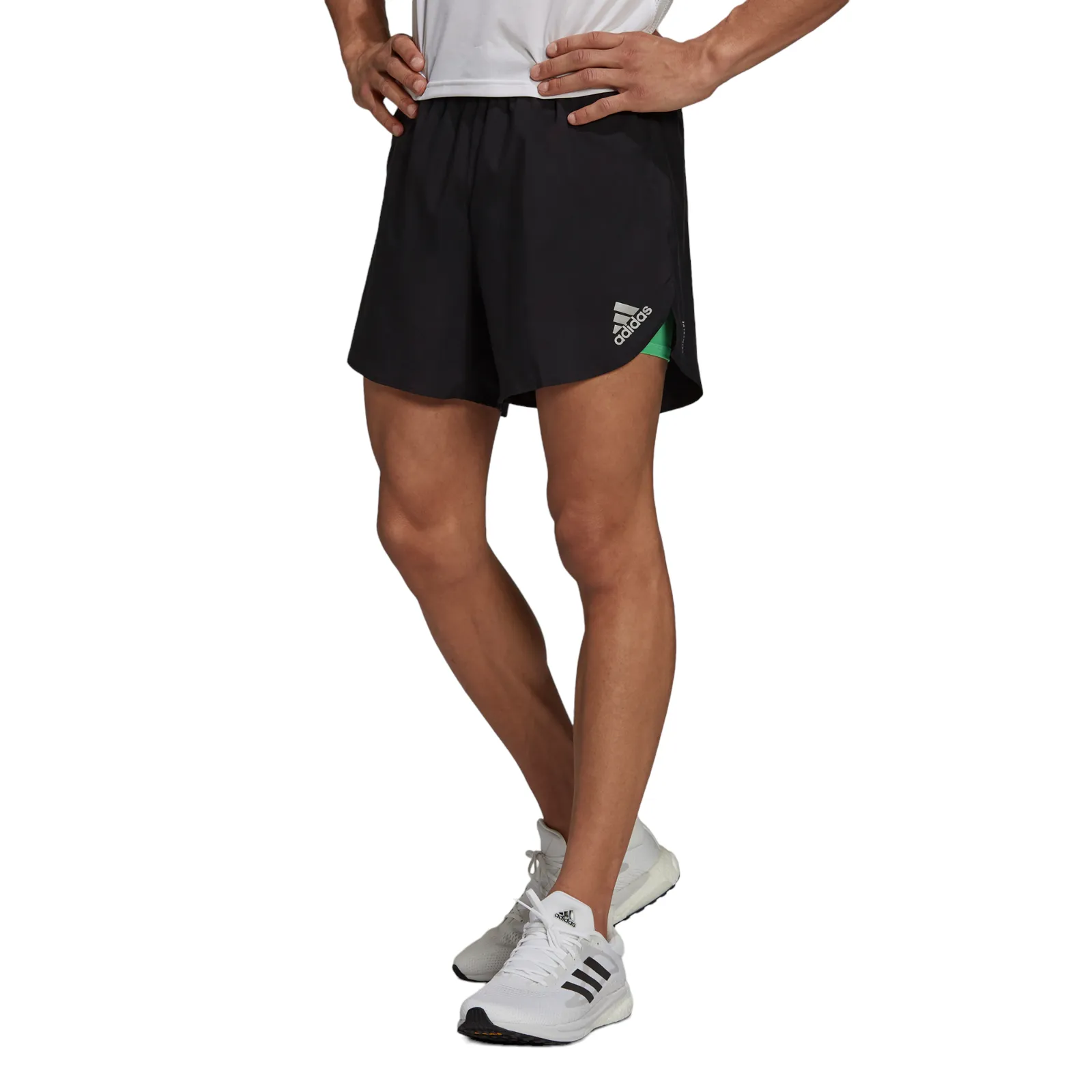 adidas Fast 2-in-1 Primeblue Shorts - Black / Semi Screaming Green