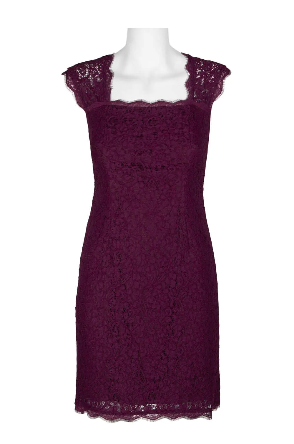 Adrianna Papell Square Neck Sleeveless Cutout Back Zipper Back Floral Lace Dress