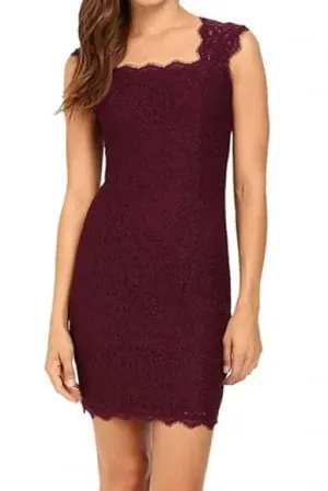 Adrianna Papell Square Neck Sleeveless Cutout Back Zipper Back Floral Lace Dress