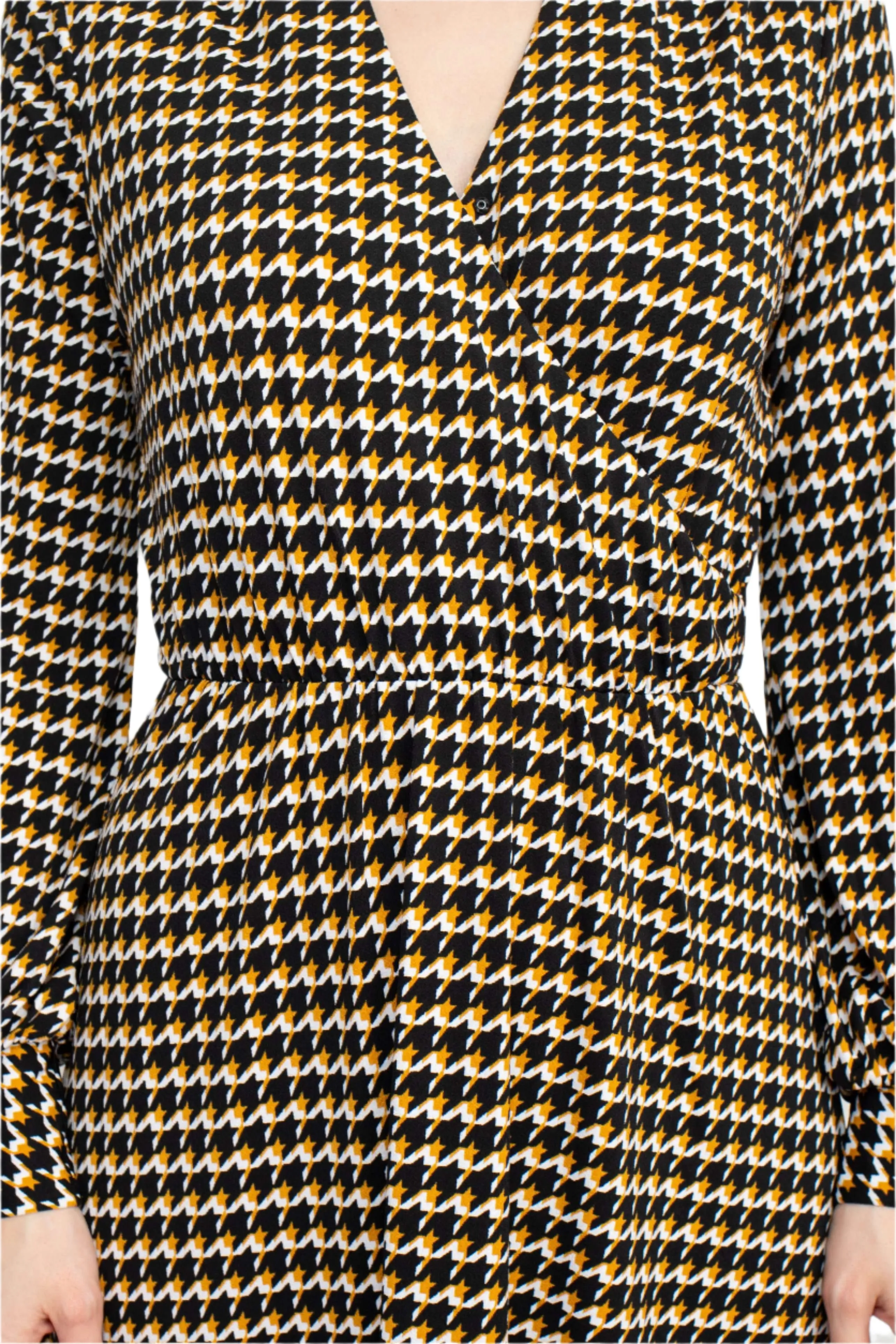 Adrianna Papell V-Neck Long Sleeve Multi Print Jersey Dress