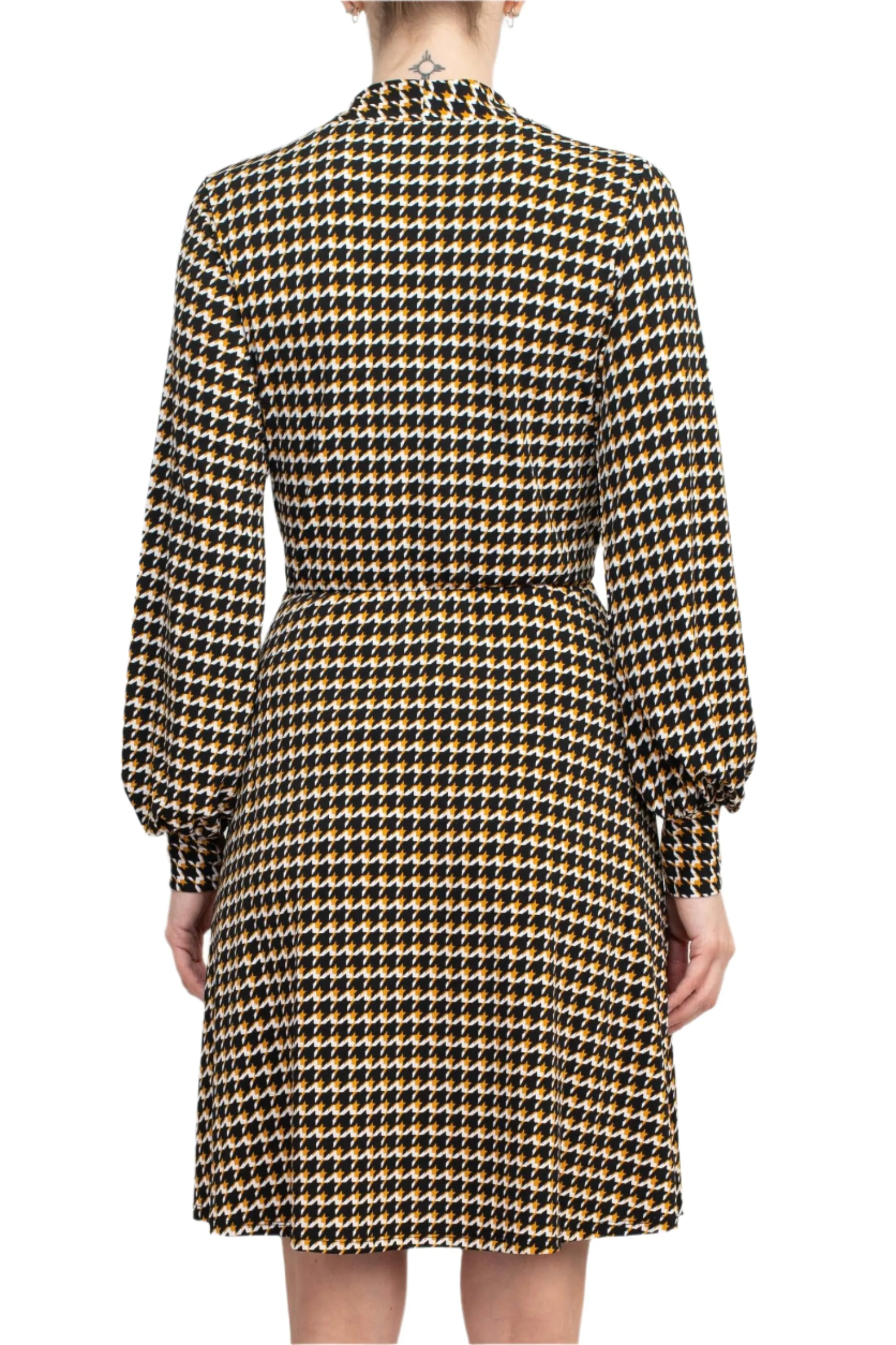 Adrianna Papell V-Neck Long Sleeve Multi Print Jersey Dress