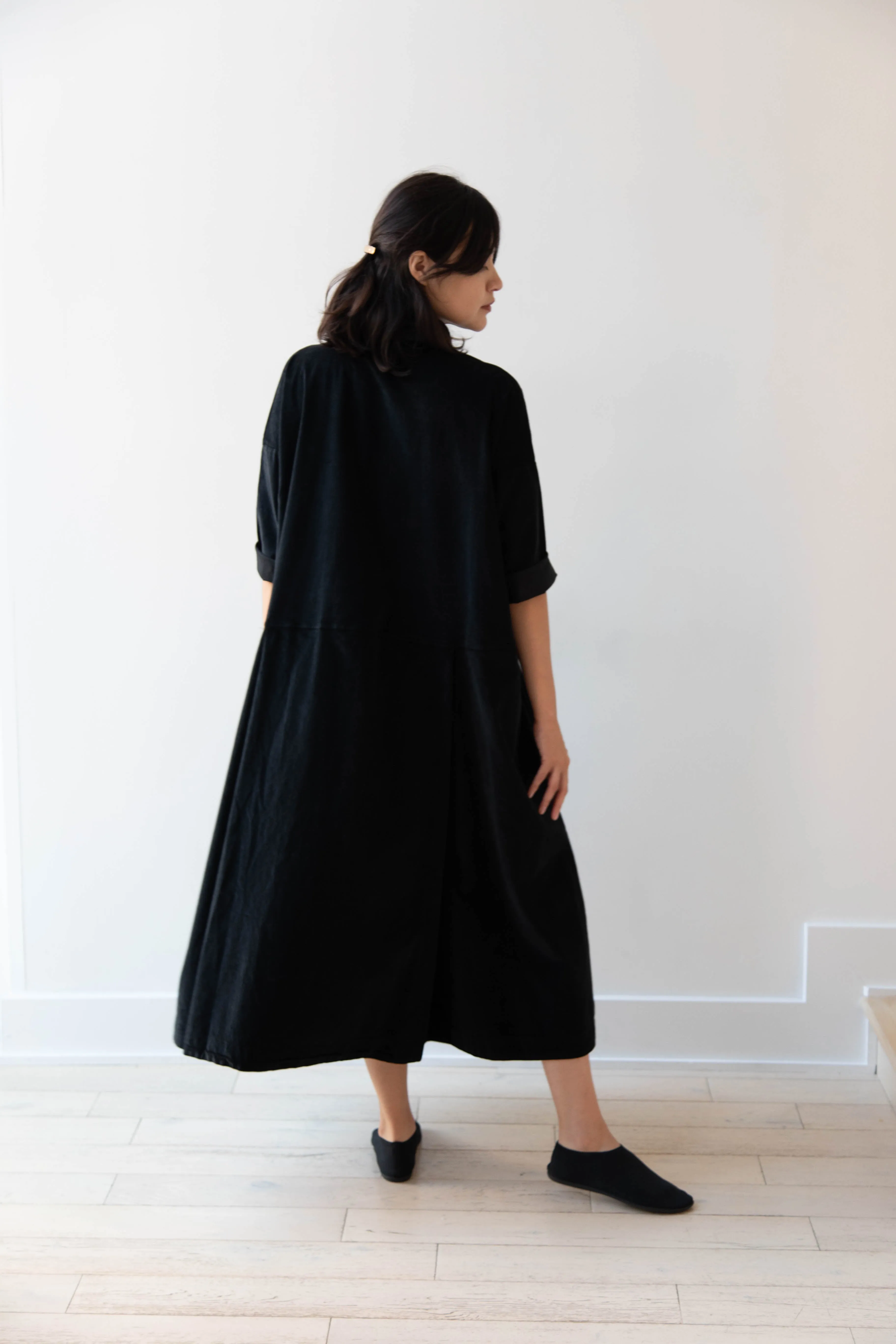 Album di Famiglia | Velvet Tailored Collar Dress in Black