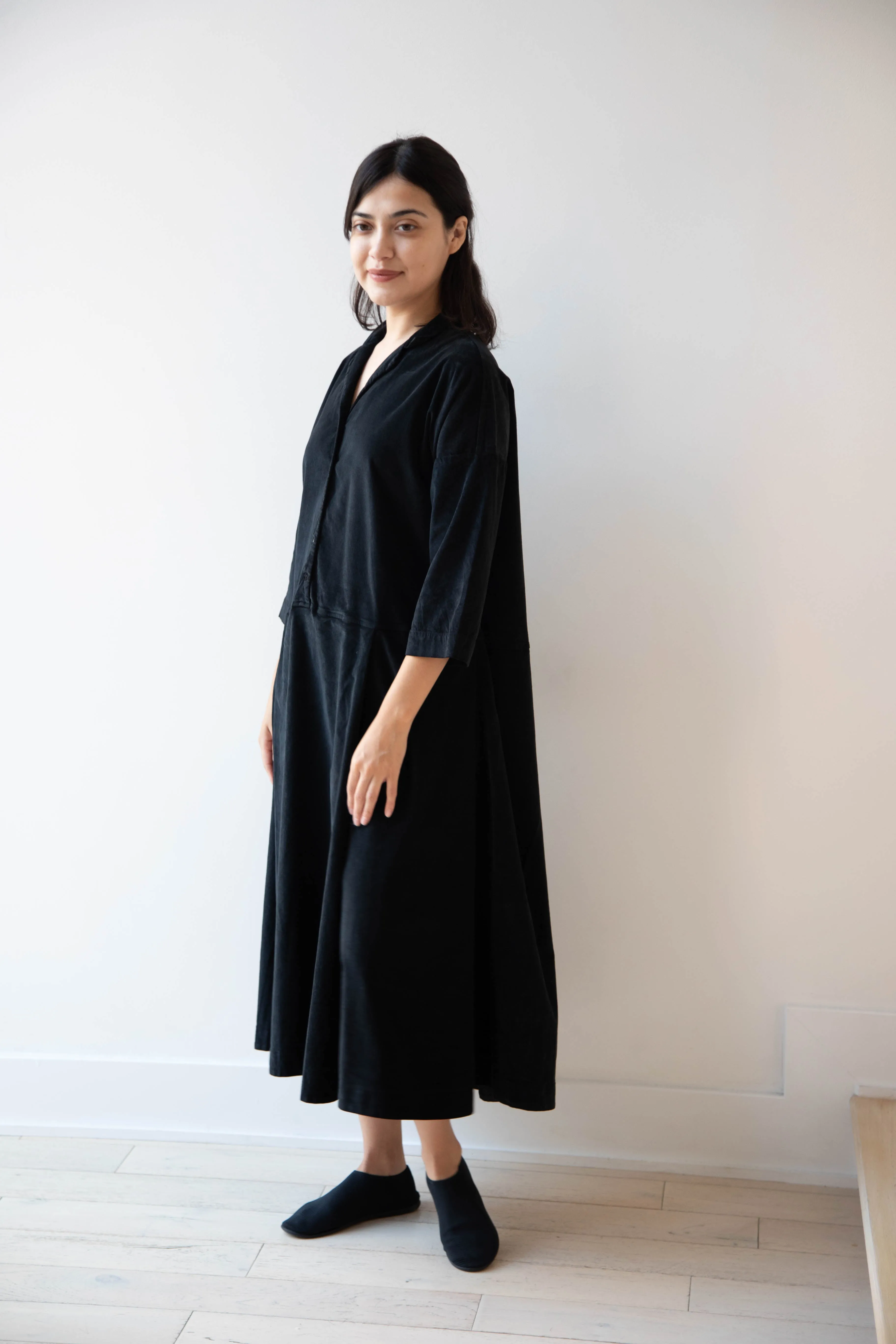 Album di Famiglia | Velvet Tailored Collar Dress in Black