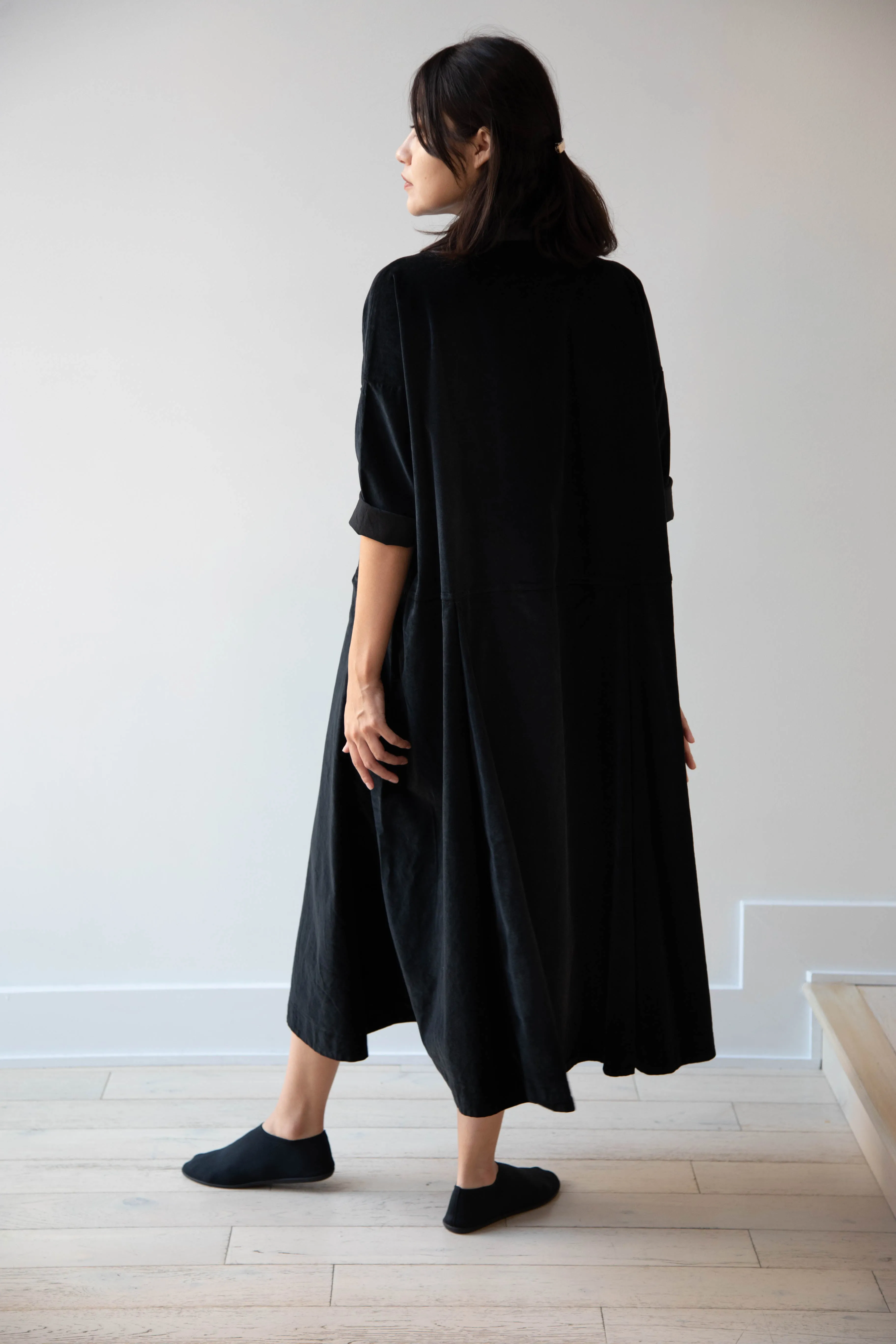 Album di Famiglia | Velvet Tailored Collar Dress in Black