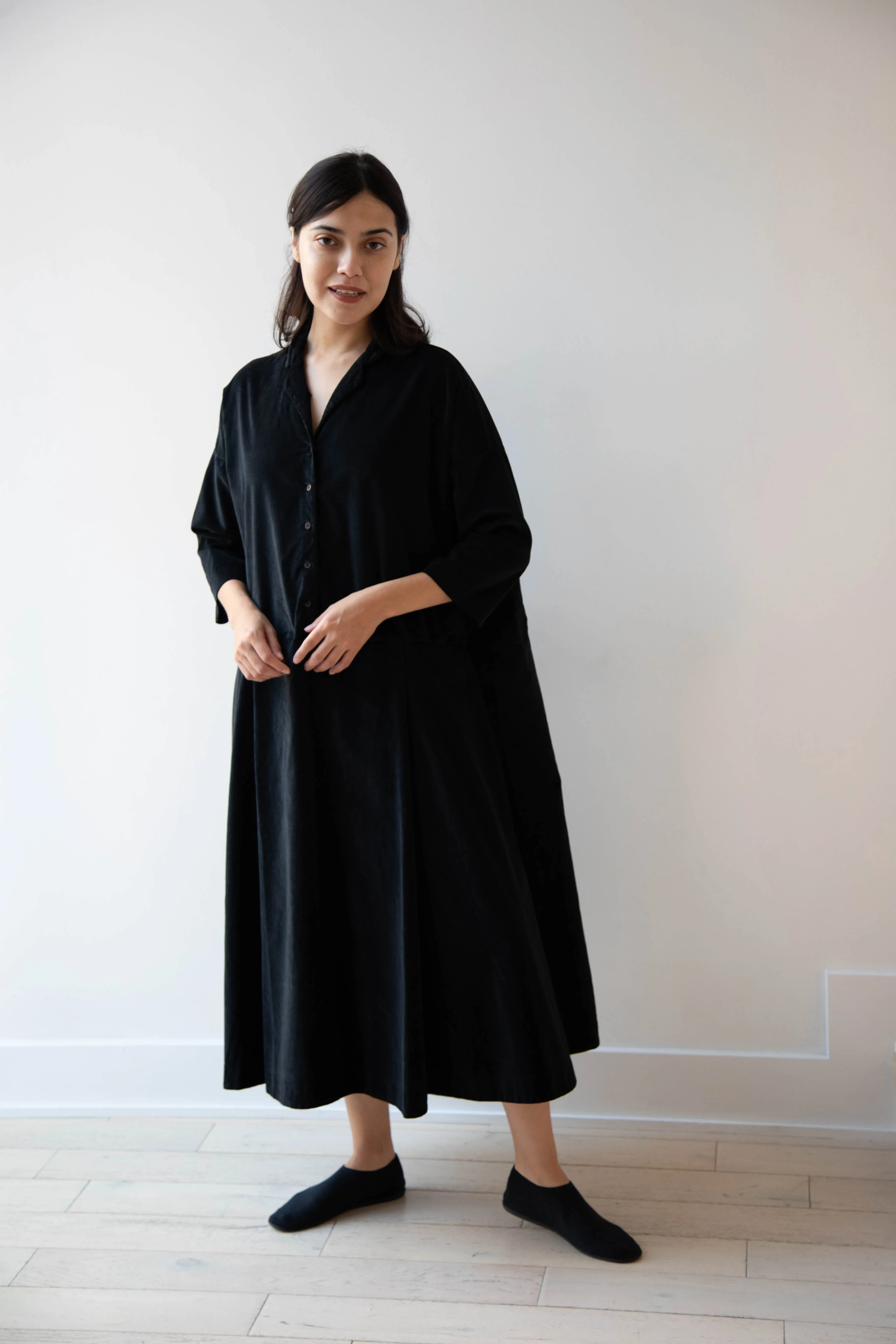Album di Famiglia | Velvet Tailored Collar Dress in Black