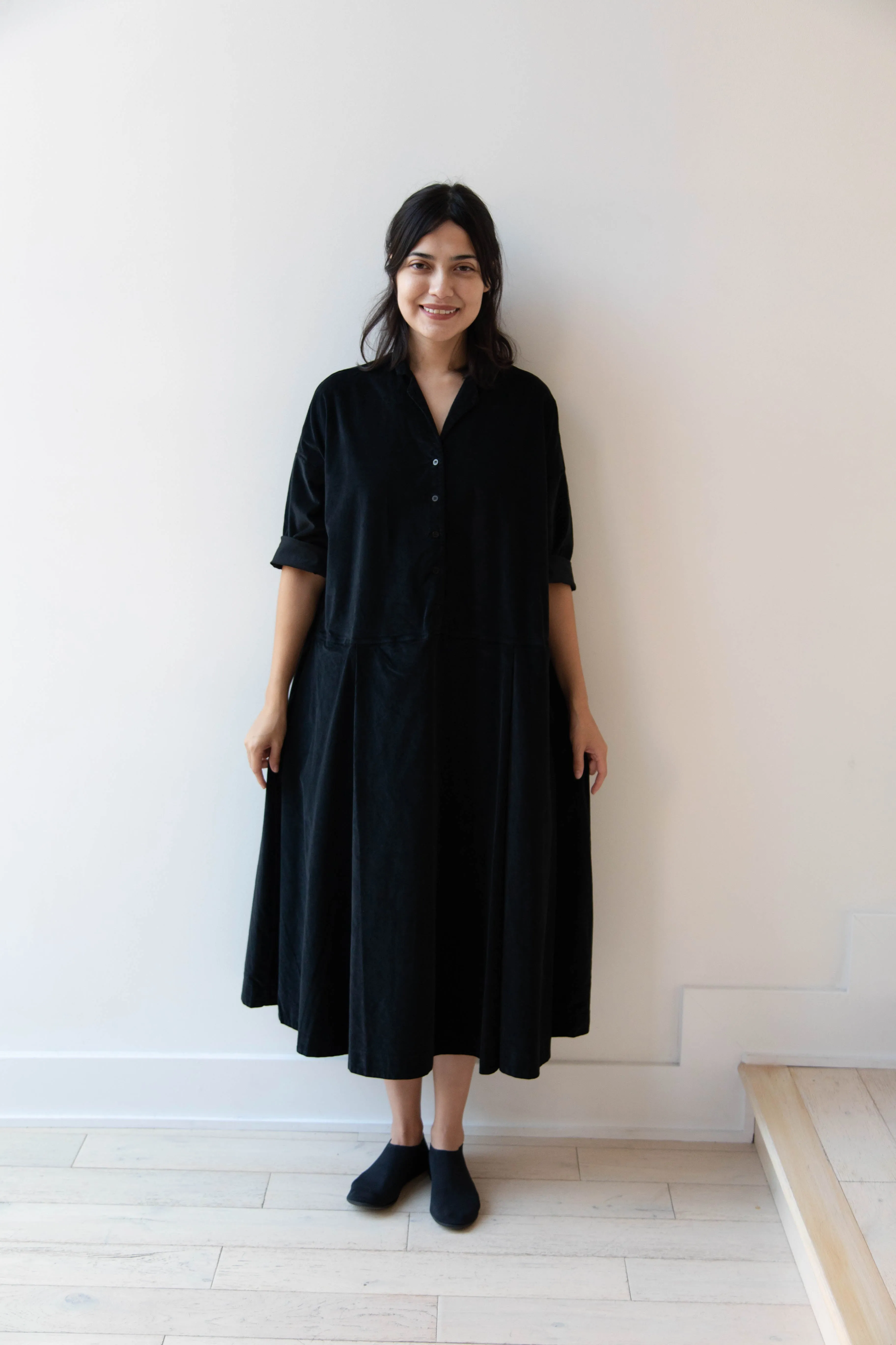 Album di Famiglia | Velvet Tailored Collar Dress in Black