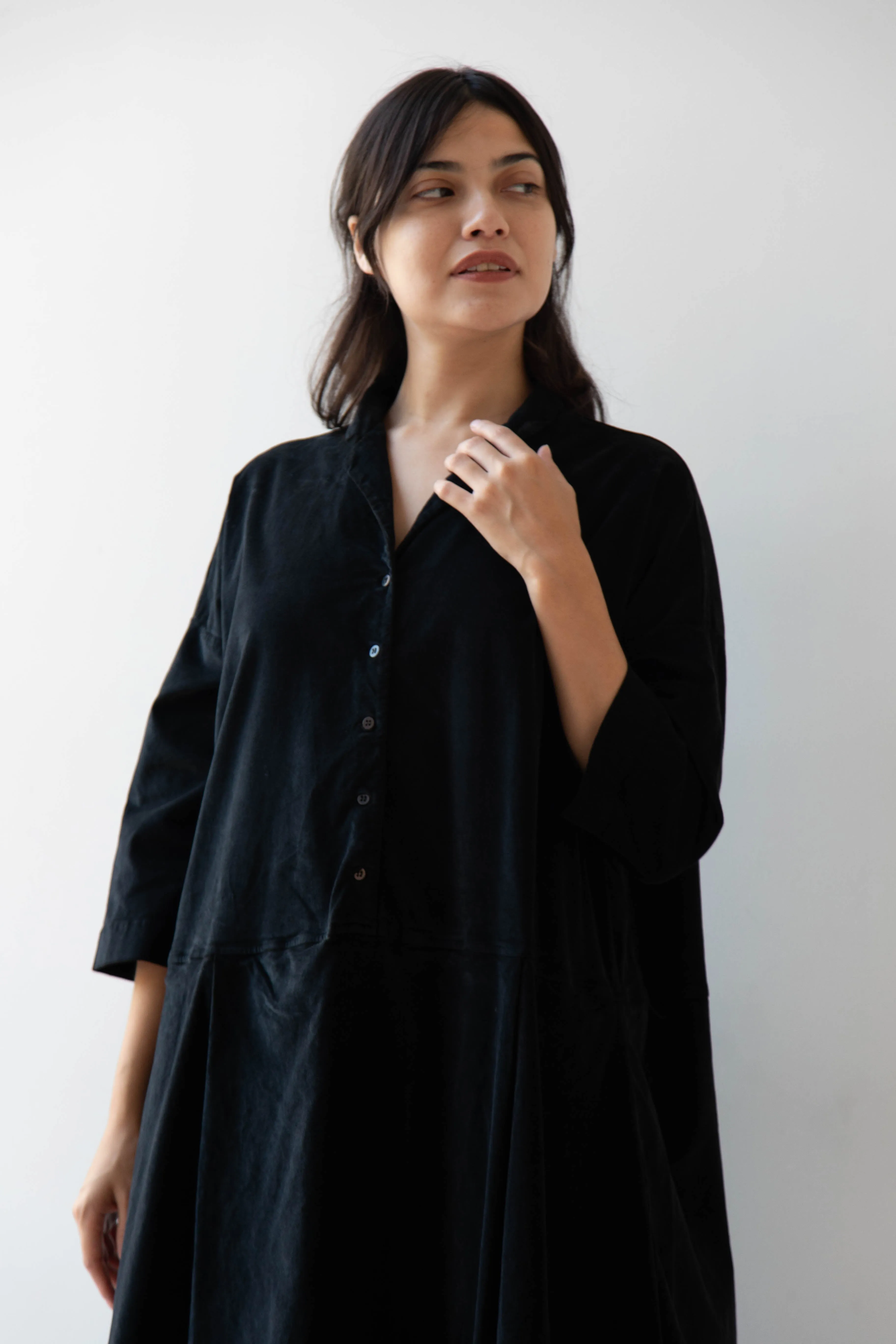 Album di Famiglia | Velvet Tailored Collar Dress in Black