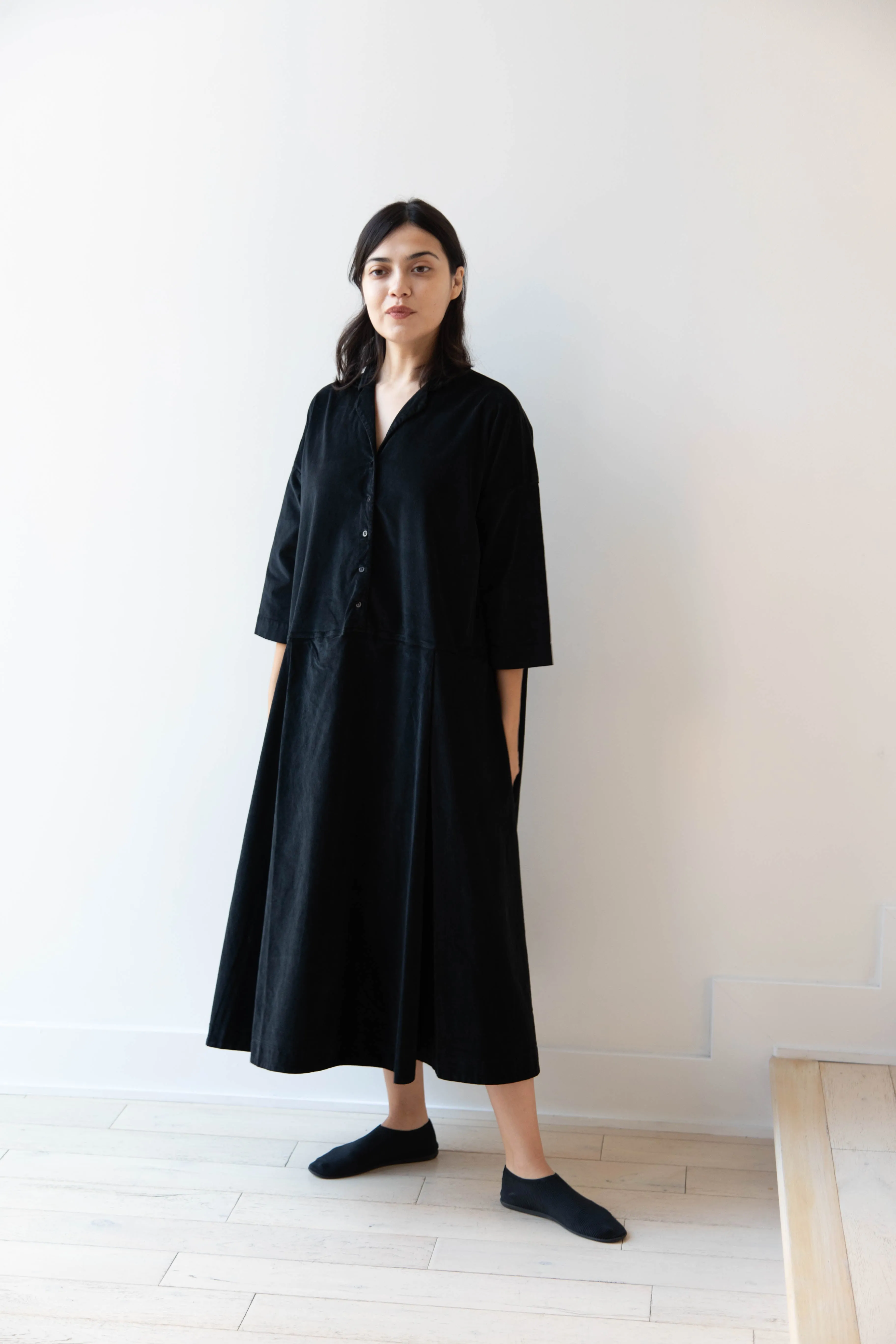 Album di Famiglia | Velvet Tailored Collar Dress in Black