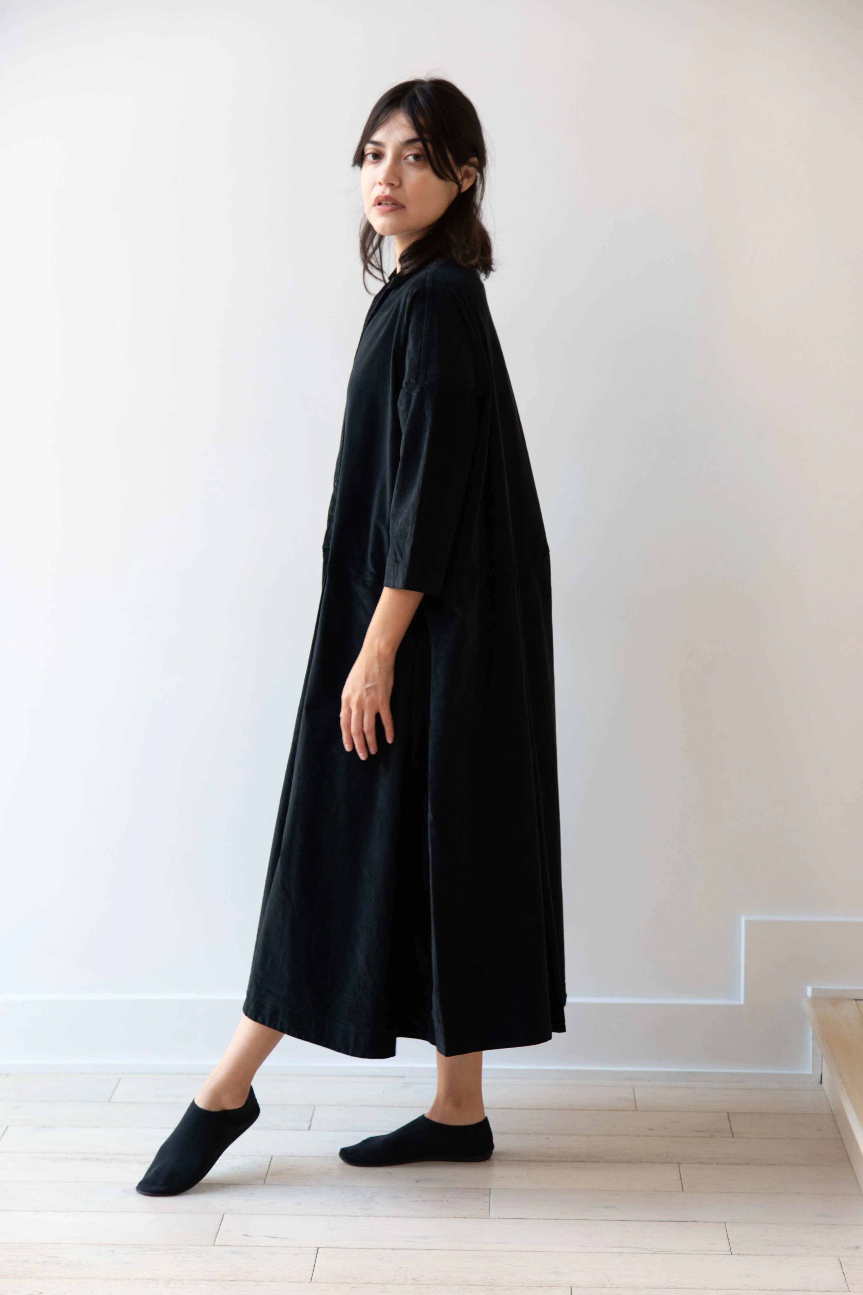 Album di Famiglia | Velvet Tailored Collar Dress in Black