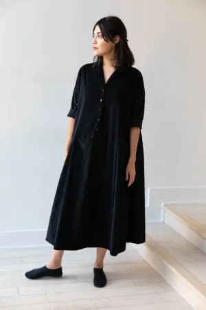 Album di Famiglia | Velvet Tailored Collar Dress in Black