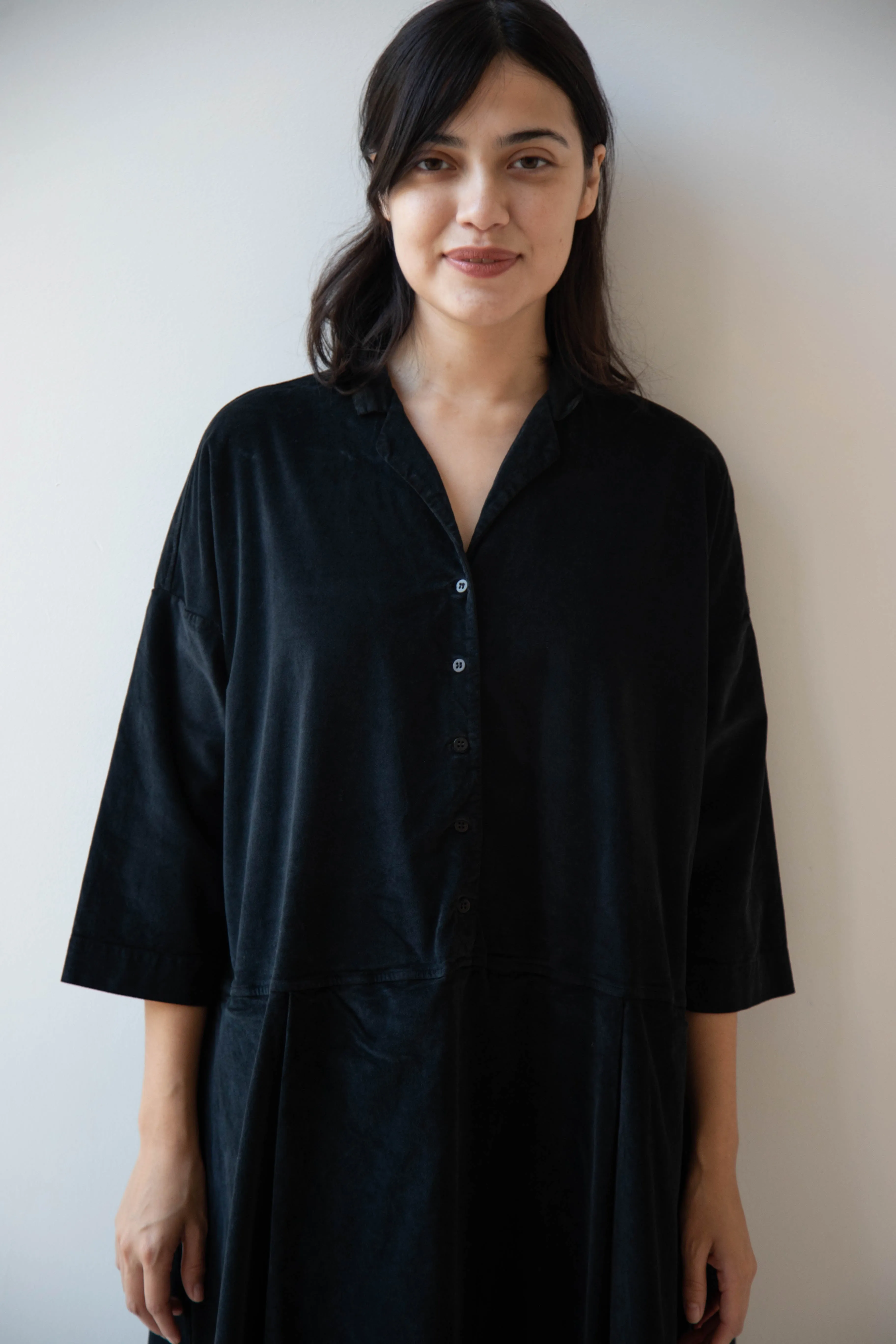Album di Famiglia | Velvet Tailored Collar Dress in Black