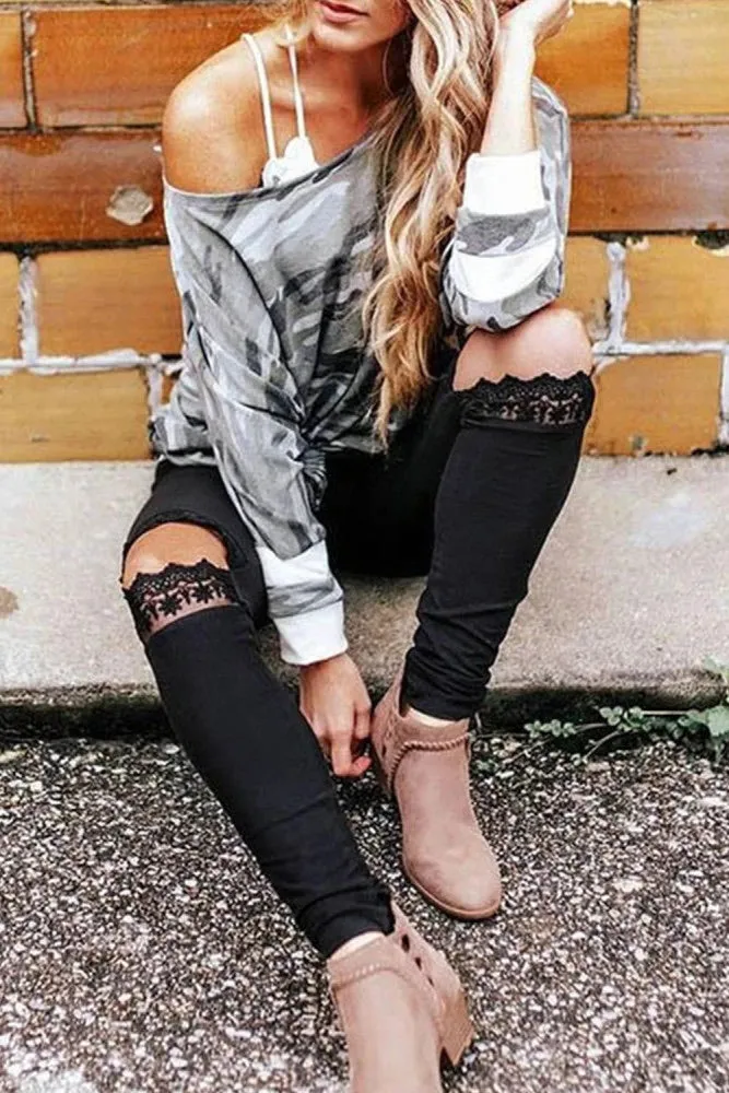 ALL THAT JAZZ Lace Split Knee Leggings