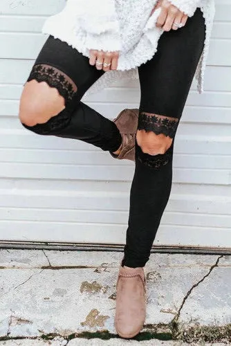 ALL THAT JAZZ Lace Split Knee Leggings