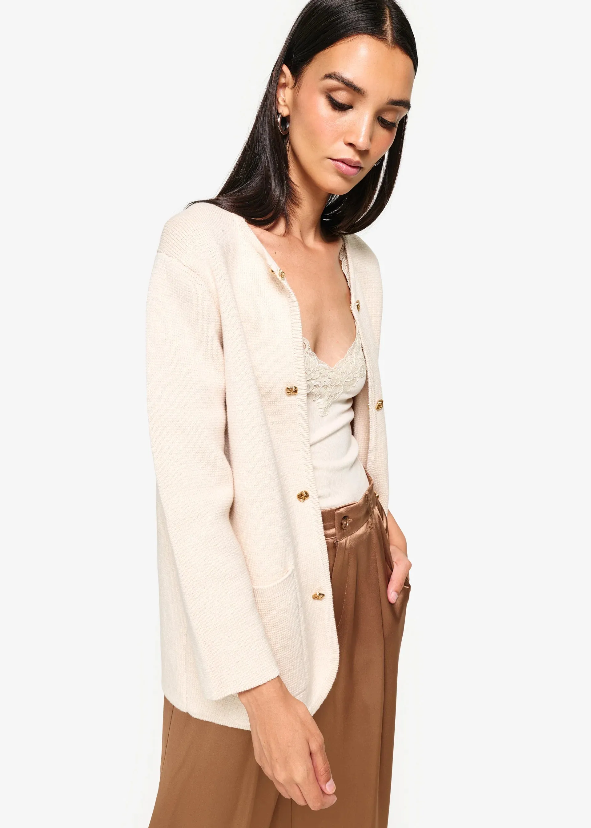 Allen Cotton Cashmere Cardigan | Oat