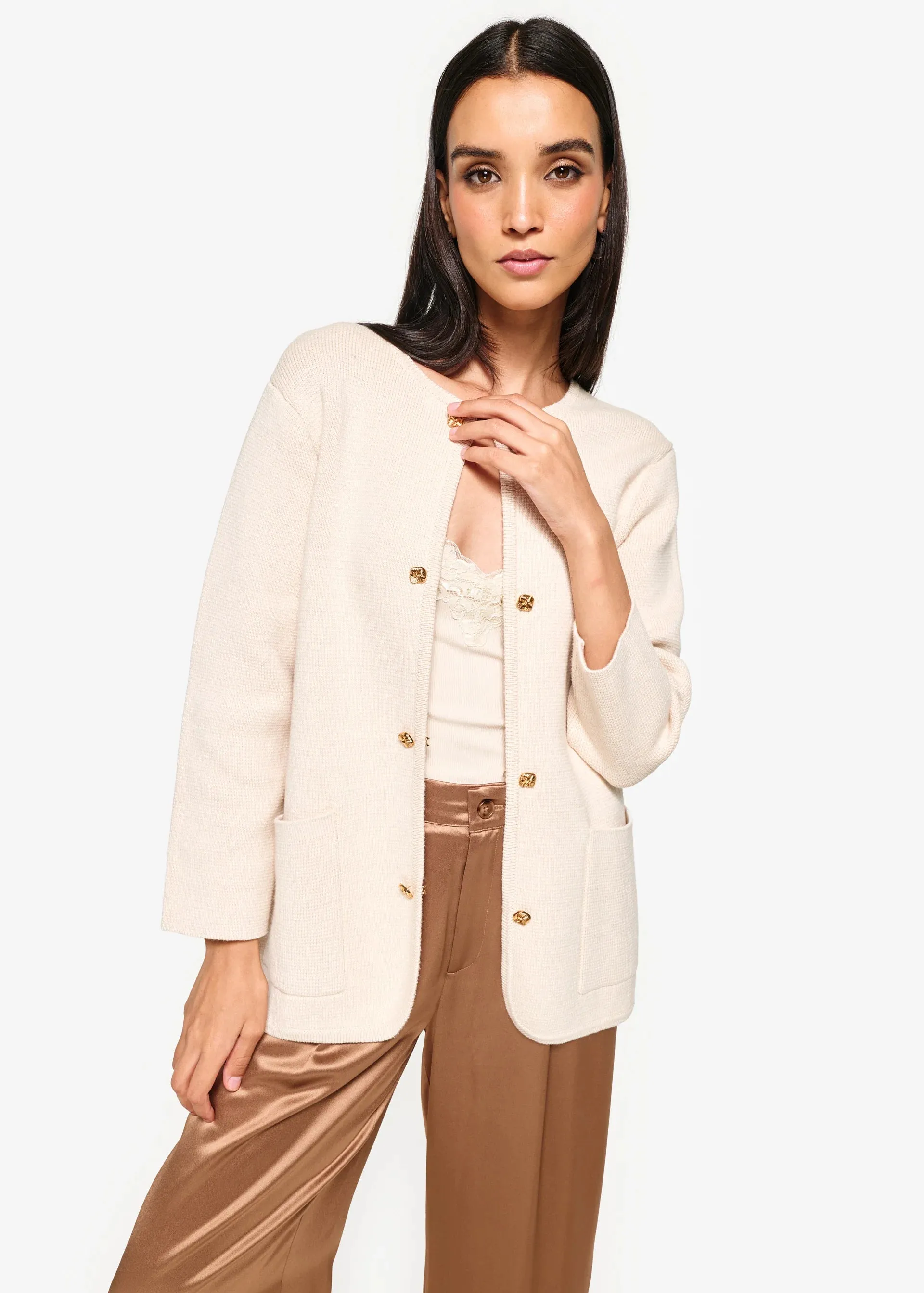Allen Cotton Cashmere Cardigan | Oat