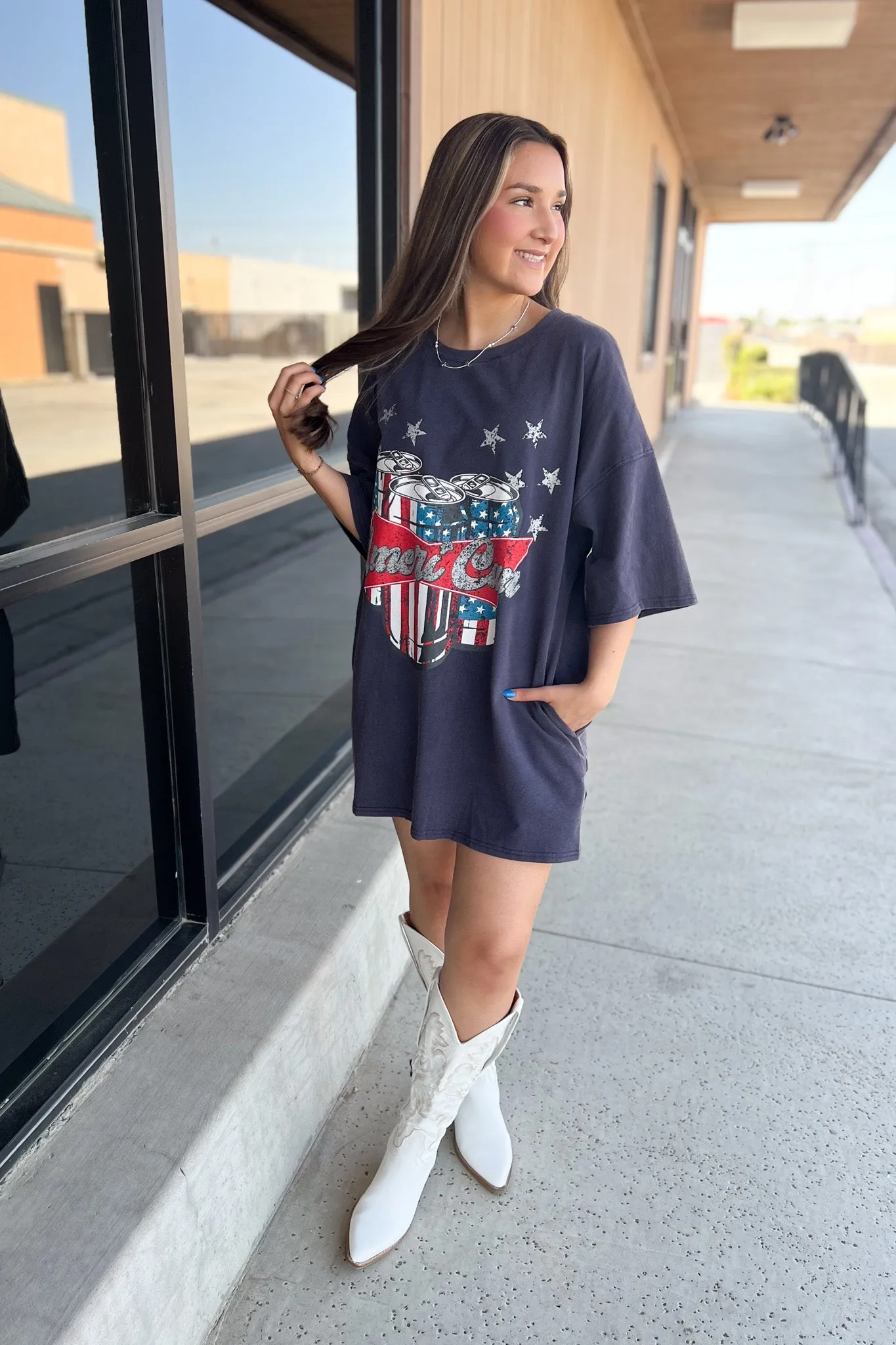 Ameri-Can T-Shirt Dress In Navy