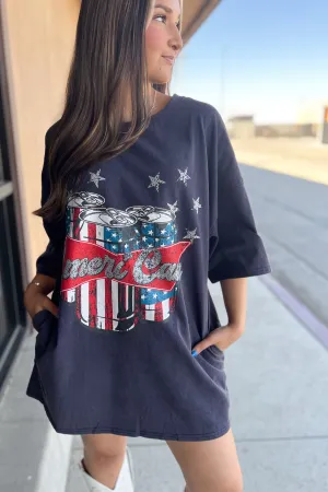 Ameri-Can T-Shirt Dress In Navy
