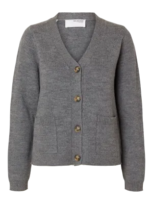 Ana Ls Knit Cardigan - Medium Grey Melange