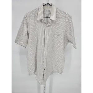 Arrow Bradstreet Collection Mens Sz 16 Short Sleeve Dress Shirt White Striped