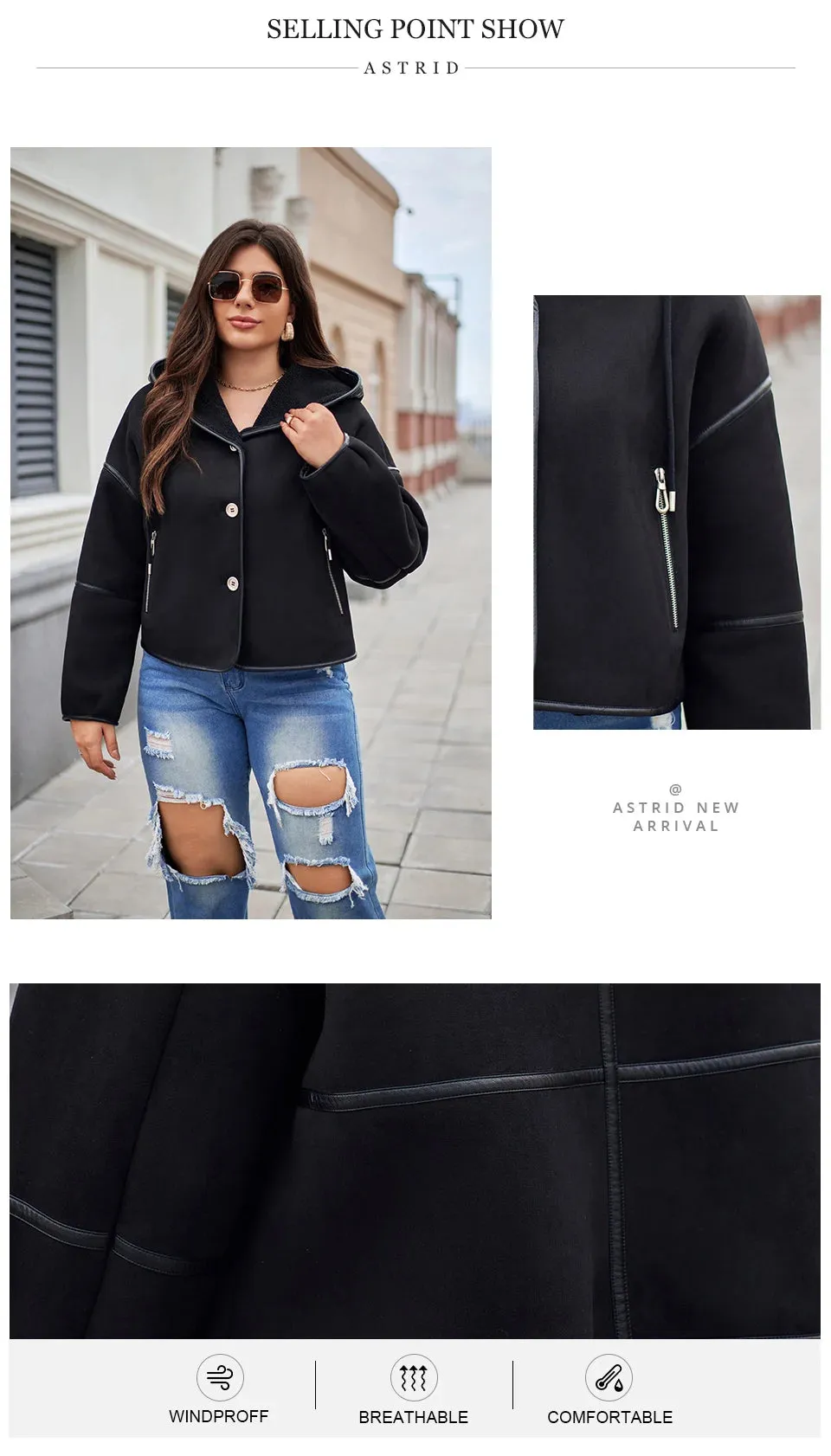 Astrid Double-Faced Fur Spliced Hooded Outwear Coats