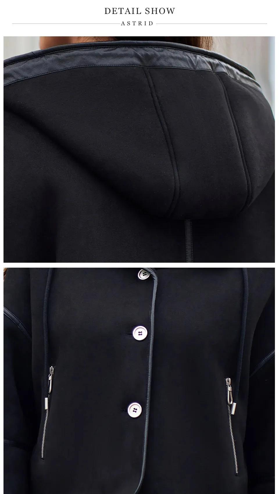 Astrid Double-Faced Fur Spliced Hooded Outwear Coats