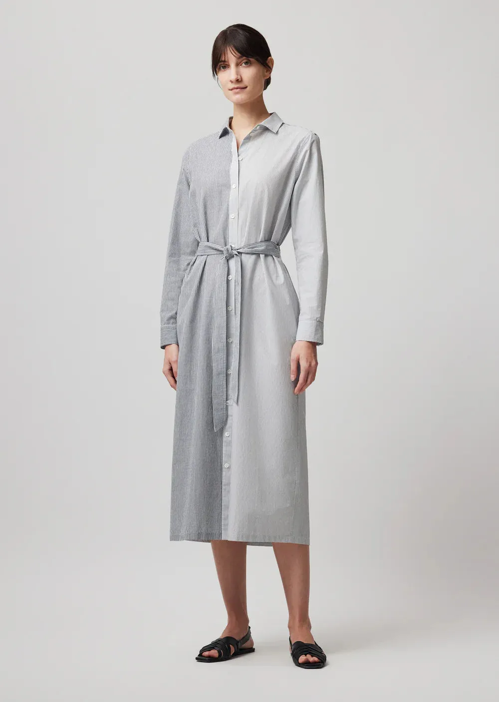ATM Mixed Stripe Shirting Belted Shirt Dress AW7306-BBP