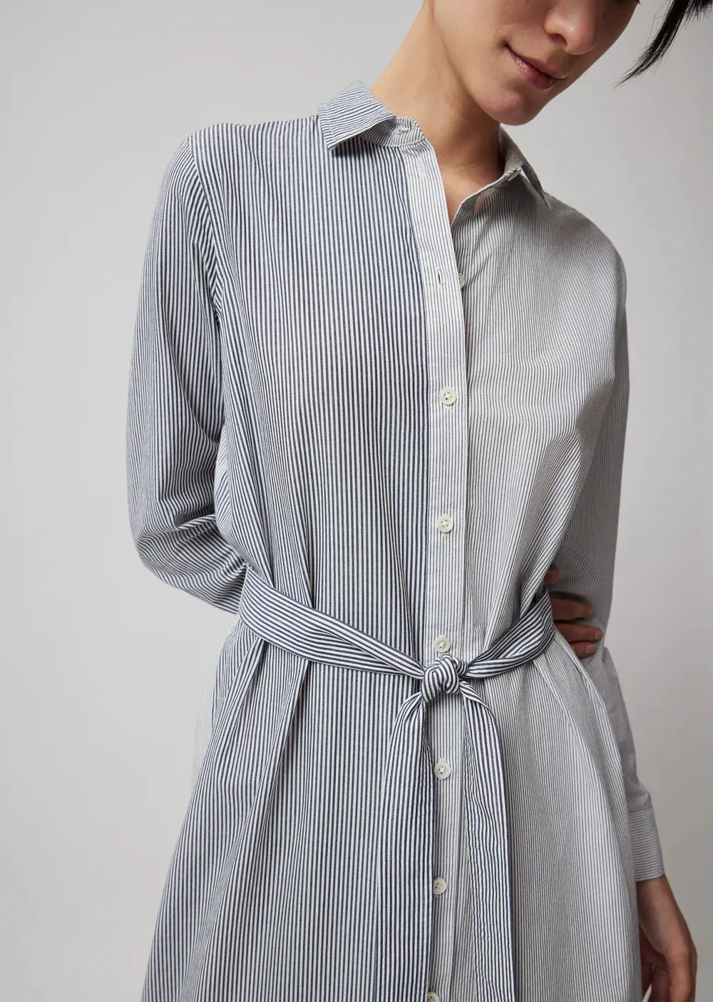 ATM Mixed Stripe Shirting Belted Shirt Dress AW7306-BBP