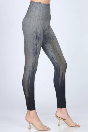 B4292EA High Waist Full Length Legging Distressed Streaks - Obsidian