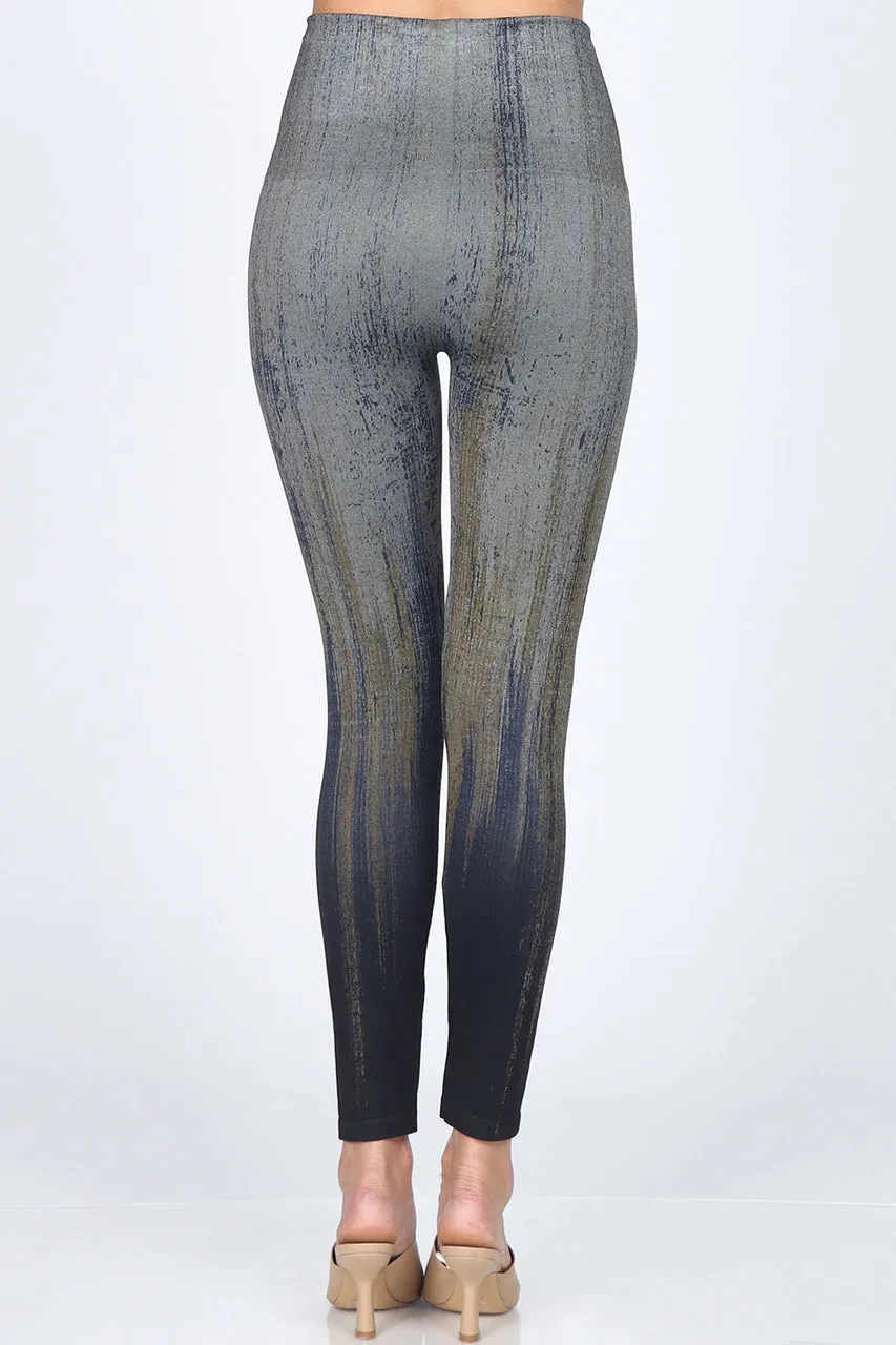 B4292EA High Waist Full Length Legging Distressed Streaks - Obsidian
