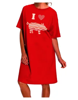 Bacon Pig Silhouette Adult Night Shirt Dress: A Delightful Addition to Your Wardrobe, Exclusively by TooLoud