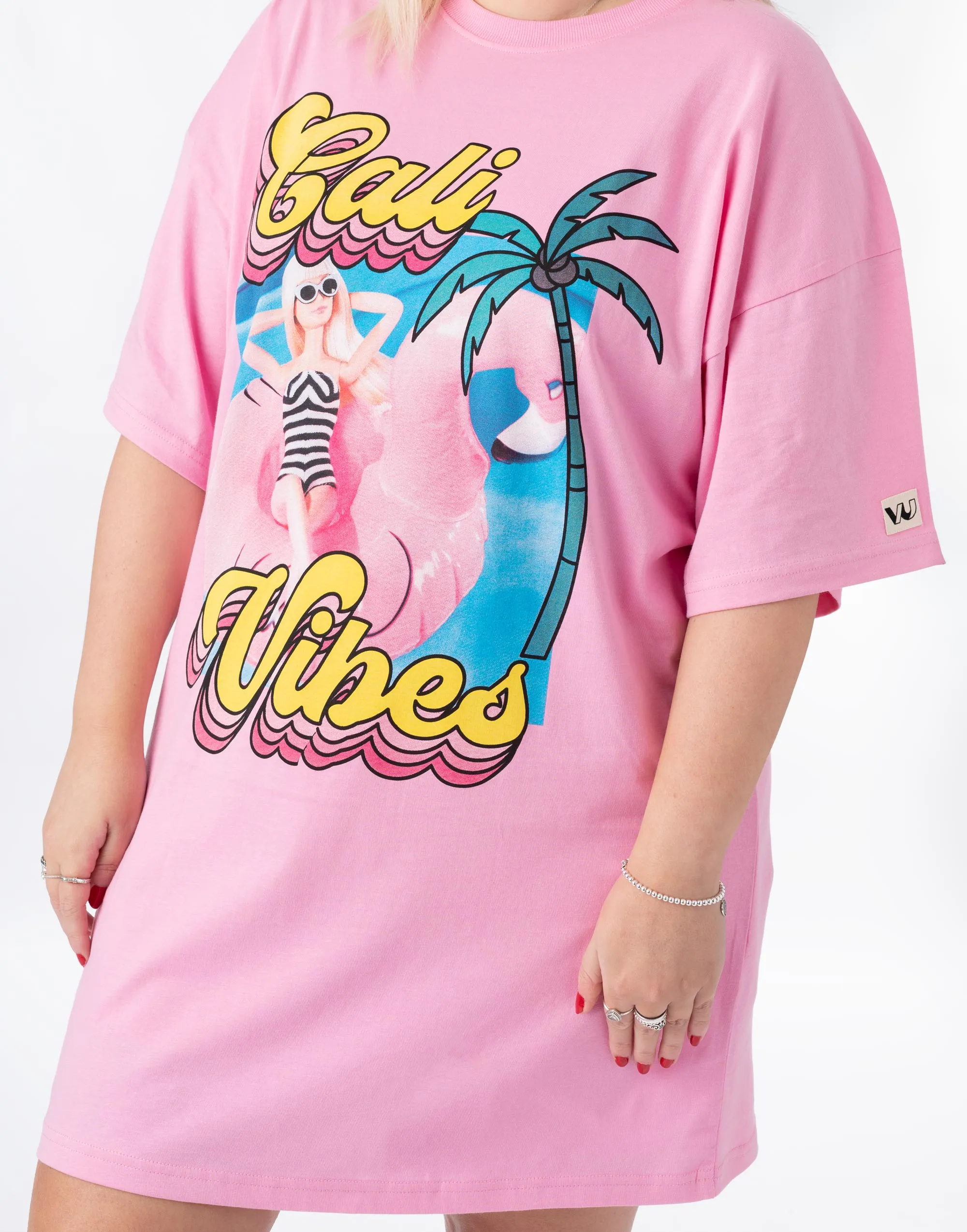 Barbie Cali Vibes Pink Oversized T-Shirt Dress