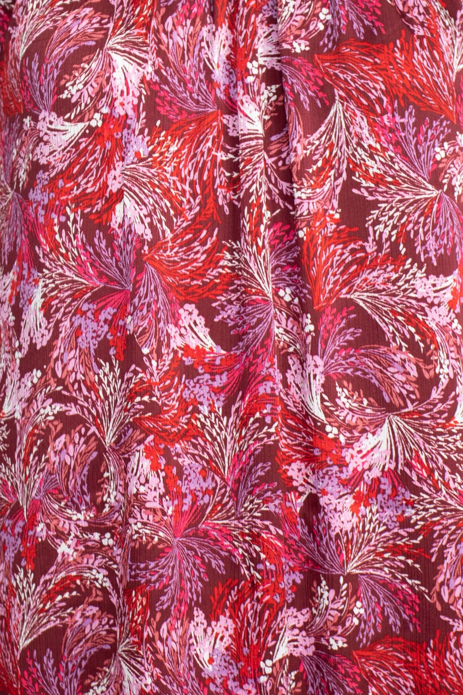 BCBG Generation Crew Neck Ruffle Detail Long Sleeve Cutout Back Multi Print Satin Dress