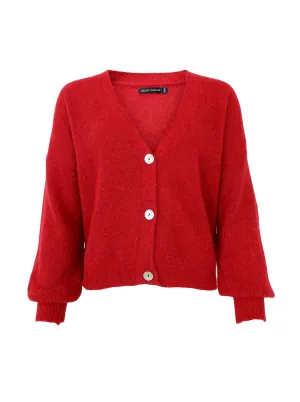 BCDELL heavy knit cardigan - Red