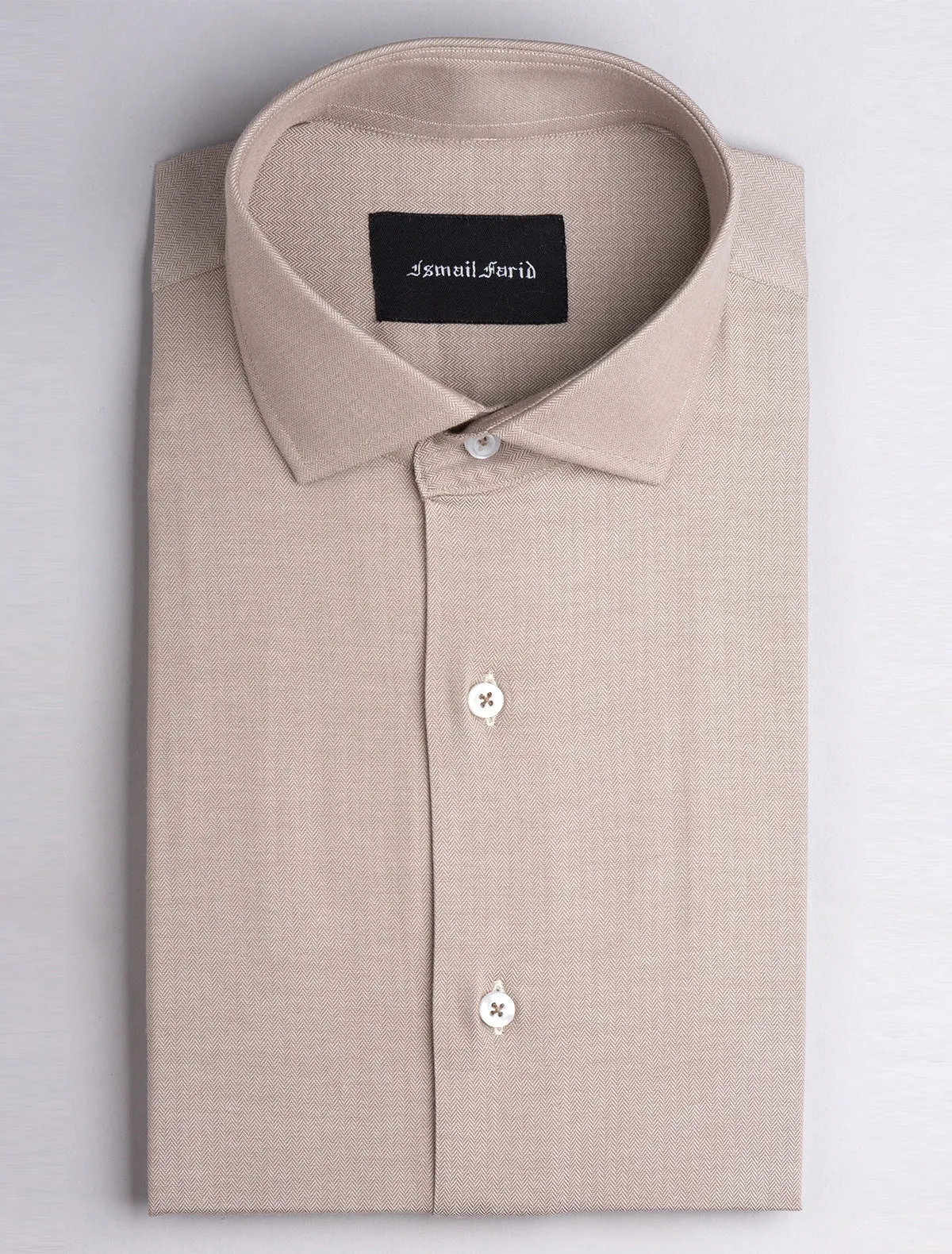 BEIGE HERRINGBONE SHIRT