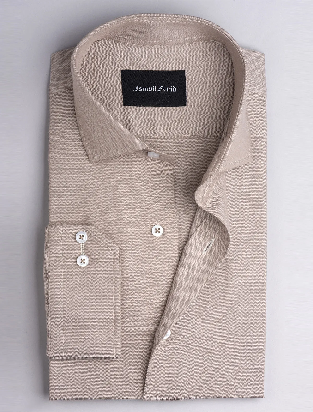 BEIGE HERRINGBONE SHIRT